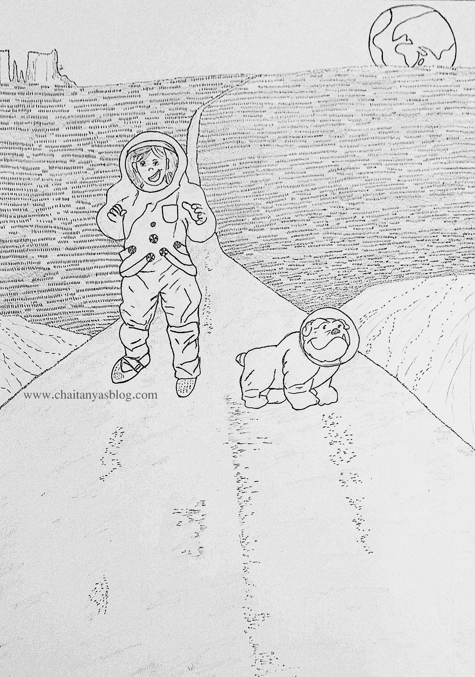 Friends on a road trip – Pencil Sketch